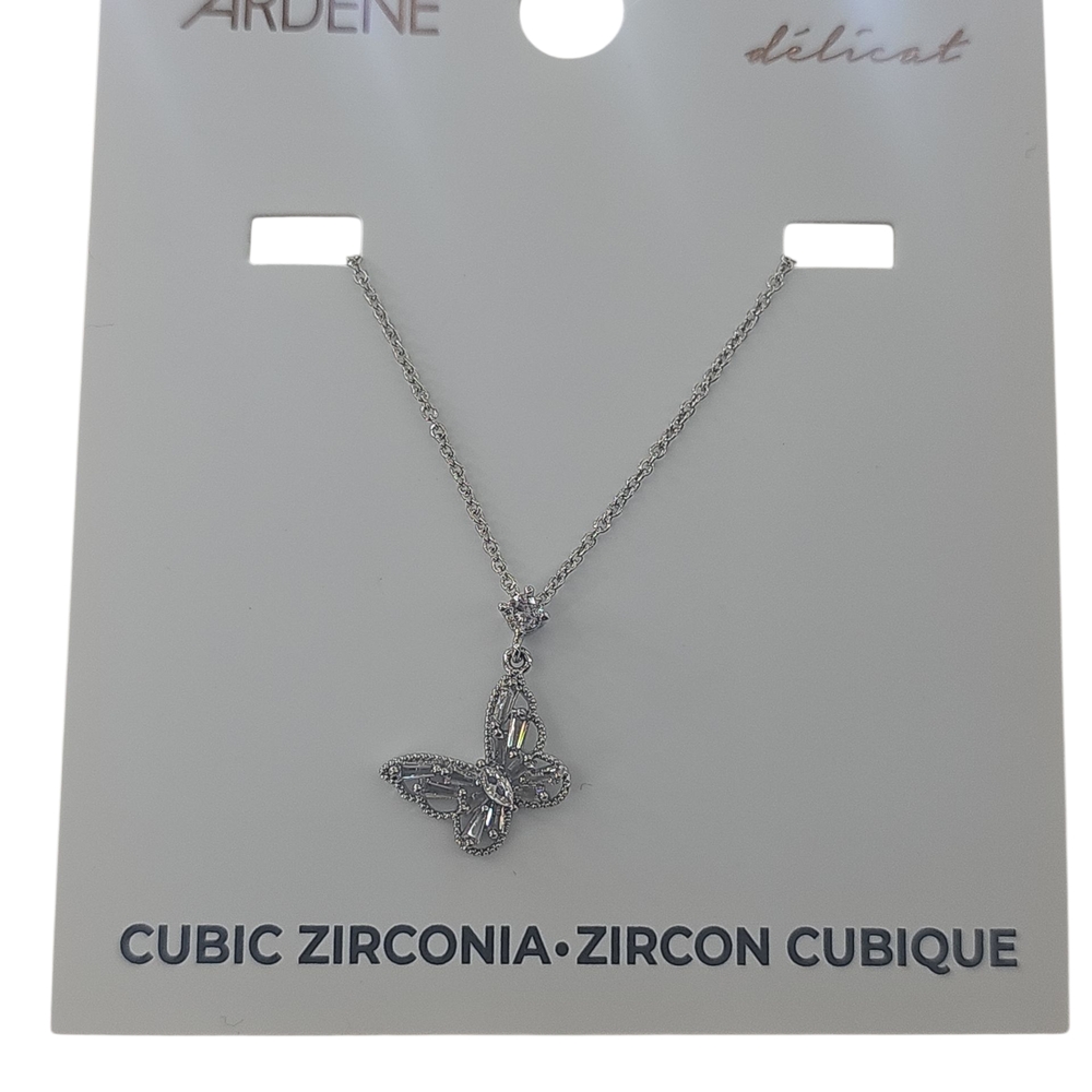 Ardene CZ Butterfly Silver Chain Necklace
